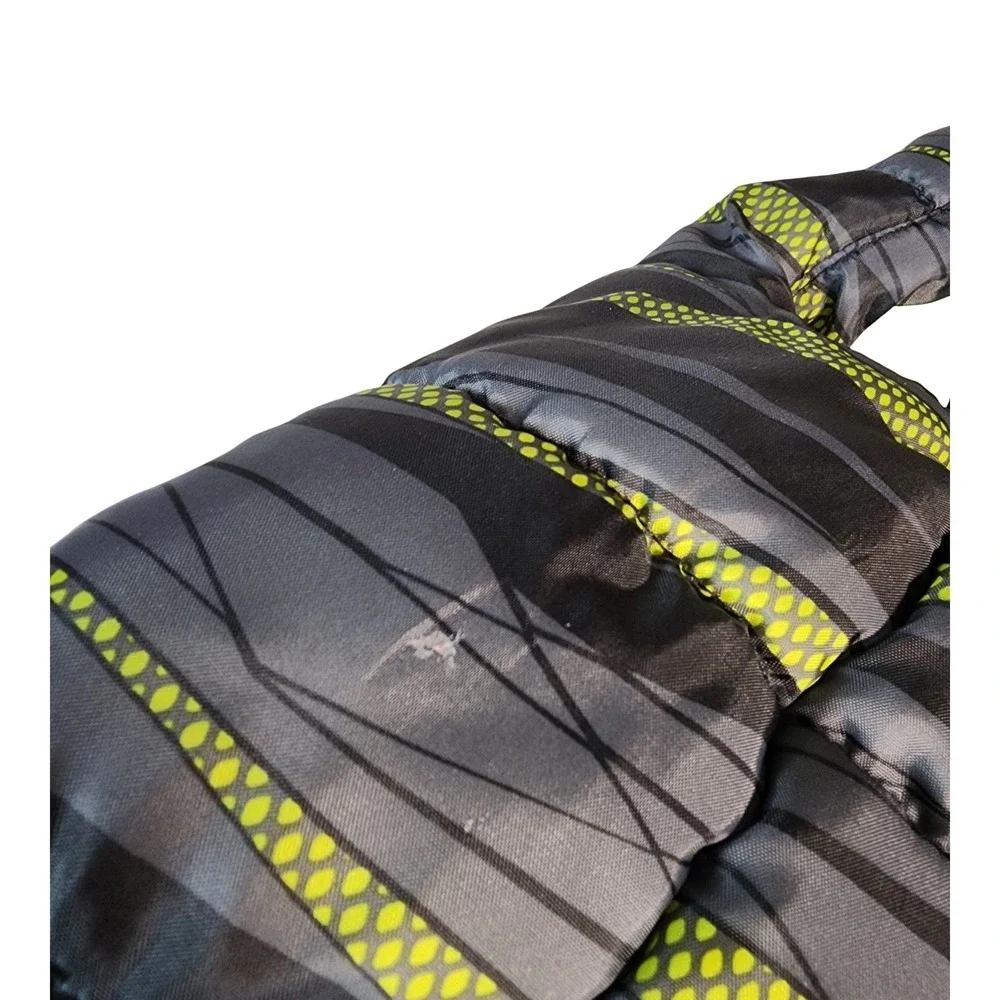 Puma Kids Puffer Vest Grey Lime Green Geometric‎ Print Snap Front Size 5
